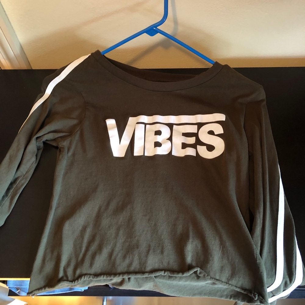 Olive green “Vibes” long sleeve from forever 21
